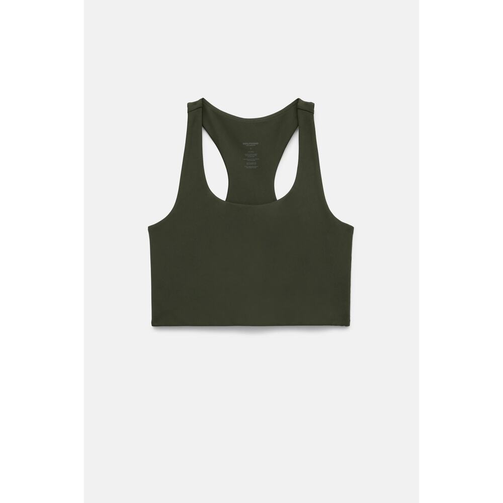 Girlfriend Collective Sz XS Paloma Racerback Green Cropped Tanktop Workout